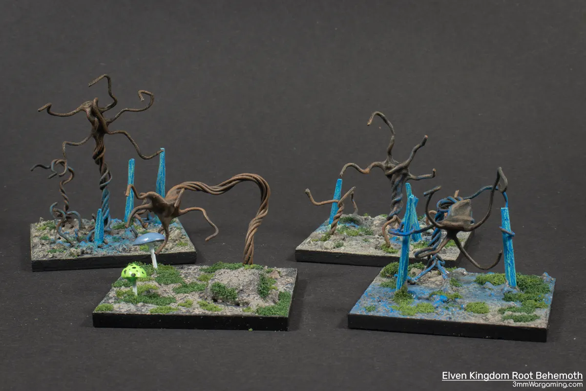 The finished group of four Elven Root Behemoth.